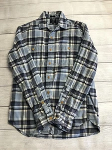 J.Crew Flannel Shirt Mens Medium Blue Gray Plaid Slim Button Down Style 92937 - Picture 1 of 6