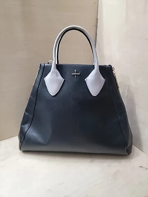 Bolso de hombro vintage de cuero azul marino gris Pour La Victoire venta al por menor $348 Foto 1 de 4