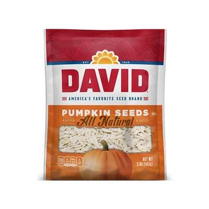 DAVID Roasted and Salted Pumpkin Seeds 5 oz Keto Friendly 12 Pack - Picture 1 of 8