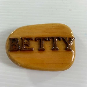 Wood Belt Buckle Betty Wooden Name Western Rodeo Lacquered 3.5" - Picture 1 of 3