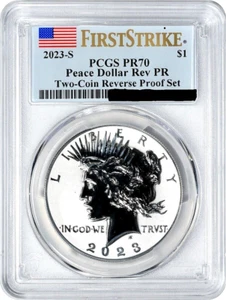 2023-S PEACE REVERSE PROOF SILVER DOLLARS-PCGS GRADE PERFECT FS PR-70 DEEP CAMEO - Picture 1 of 3