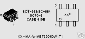 TR12: ON Halbtransistoren MBT3904DW1T1 SMD (40 Stück) - Bild 1 von 1