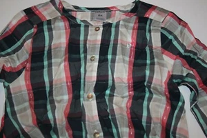 New Carter's Girls 6X Plaid Pink Gray Metallic Silver Print Tunic Top Shirt - Picture 1 of 3