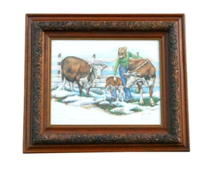 Cattle Cow Western Landscape Lynn Bean Painting Print Lithograph - Picture 1 of 6