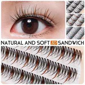 8-12mm Brown/Blue/Black Volume Cluster eyelash extension individual False Lashes - Picture 1 of 21