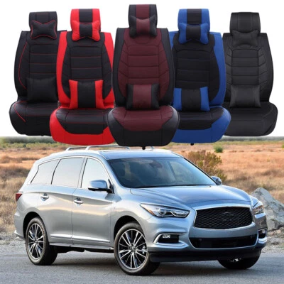 Custom Car Seat Cover 5-Seat Front & Rear PU Leather Set For Infiniti QX4 QX60 Foto 1 de 4