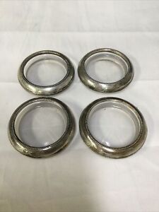 Vintage Sterling Silver Ashtray Coasters Set Of 4