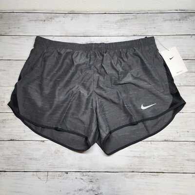 Sz Large NIKE Women Tempo Running Shorts Gray Silver Black 849394-082 NWT - Image 1 of 4