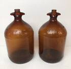 (2) Vintage One Gallon Amber Glass Bottle Jug Hi-lex Bleach.  (One With Lid )