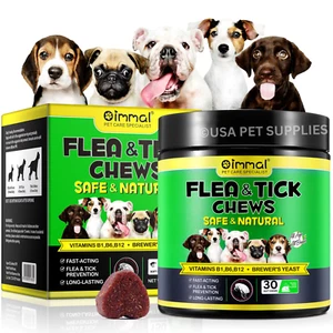 Flea and Tick Natural Prevention for Dogs Chewable, Flea & Tick 30 Chews Dog - Picture 1 of 4