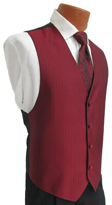 Chaleco Esmoquin Jean Yves Rojo Borgoña Para Hombre y Corbata Vino Formal Boda Crucero Baile de graduación Foto 1 de 3