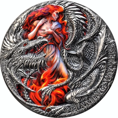 Flaming Wyvern 2 oz silver coin Cameroon 2023 Cover