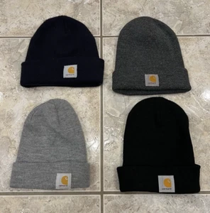 LOT of 4 Beanies Carhartt Cuffed Winter Knit Hats Stocking Skull Cap Workwear - Picture 1 of 5