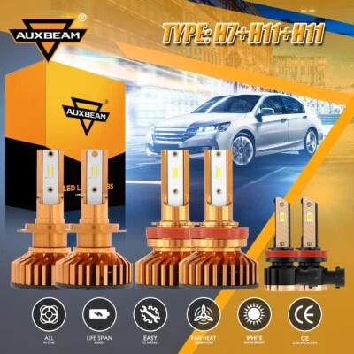 For Hyundai Veloster Turbo 2013 2014 2015 AUXBEAM LED Headlight Fog Bulbs 6500K - Image 1 of 4