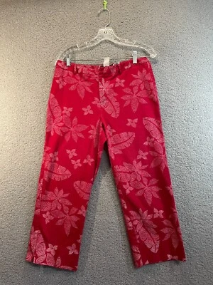 Pantalones elásticos florales rojos y blancos Evan Picone talla 12 Foto 1 de 4