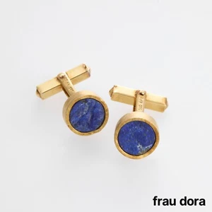 Designer Manschettenknöpfe Lapislazuli 585/- 14 Karat Gelbgold - Bild 1 von 4