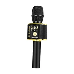 Wireless Bluetooth Karaoke Microphone, 3-in-1 Portable Handheld Mic Black Gold - Picture 1 of 7