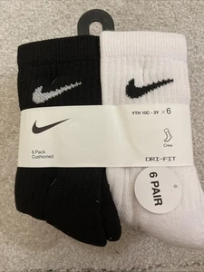 Nike Kids' Cushioned Crew Socks (Sz:5-7, shoe sz: 10C-3Y) (8773) A3(A213T) - Picture 1 of 5