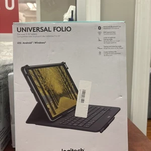 Logitech Universal Folio Case Bluetooth Wireless Keyboard Fits 9-10" Tablets iOS - Picture 1 of 2