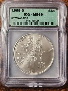 1995-D Olympics Gymnastics Icg MS69 Commemorative Silver Dollar (#294) - Picture 1 of 2