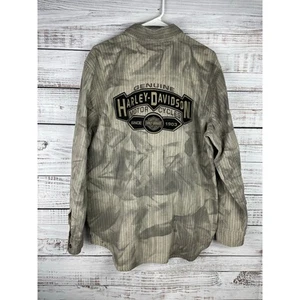 Harley Davidson Herren Button Down Langarm Hemd Large grau Biker bestickt - Bild 1 von 10
