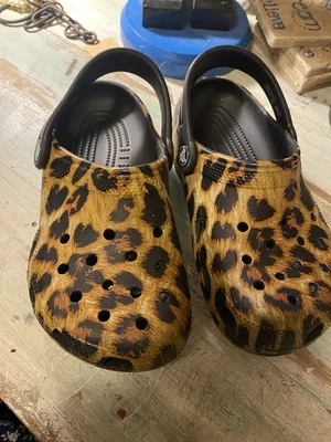 Crocs Leopard Big Girl Size J  - Image 1 of 4