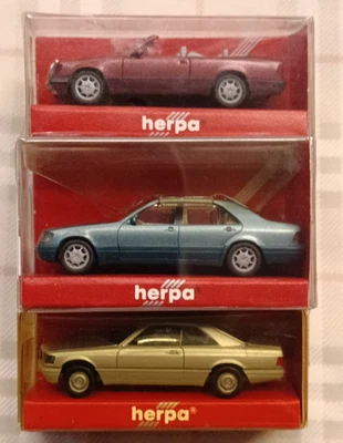 MERCEDES - MB 560 SEC - MB 300 CE CAB - MB S600 - lotto 3 mod. - 1/87 H0 - Herpa - Immagine 1 di 4