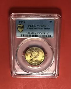 1958-EAST CARIBBEAN STATES -UNCIRCULATED 1 C COIN,GRAED BY PCGS MS65 RED. - Picture 1 of 4