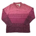 Pull femme style Y2K Faded Glory Pull Taille 14-16 W Col V rayé Rose