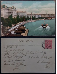 1912 Great Britain Postcard-Victoria Embankment ties 1p Stamp cd London - Picture 1 of 3