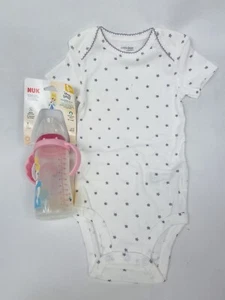 Baby Mädchen Kleidung Einteiler 12 Monate und 10 Unzen Babyflasche Prinzessin weiche Brustwarze - Bild 1 von 9