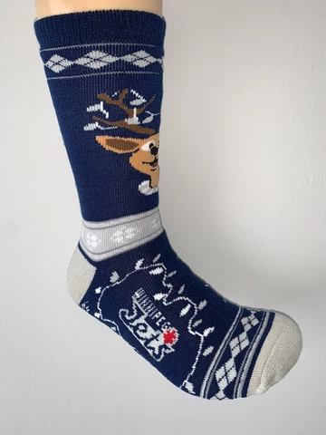 WINNIPEG JETS NHL HOCKEY JERSEY LOGO MEN’S REINDEER CREW SOCKS LARGE Cover