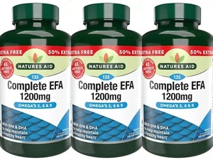 2 x NATURES AID COMPLETE EFA 1200mg OMEGA 3, 6 & 9 135 TABLETTEN VITAMINE 01/25 - Bild 1 von 11