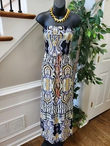 Ruby Rox Women's Multicolor Polyester Off Shoulder Long Maxi Dress Size Large - Picture 1 of 10
