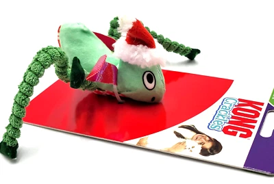 Kong Crackles Holiday Christmas Grasshopper w/Bell Crinkly Catnip Cat Toy 3" - Image 1 of 4