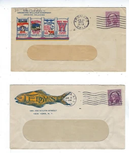 Pair 1930s Multi Color Advertising Envelopes, Oklahoma & New York - Picture 1 of 1