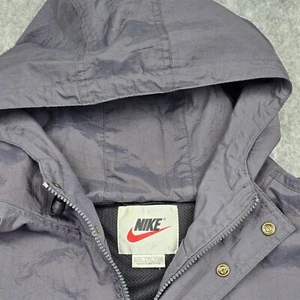 Vintage 90s Nike White Label Wind Breaker Hooded Snap Jacket Adult XXL Blue Mens - Picture 1 of 10