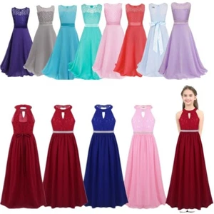 Kids Girls Wedding Bridesmaid Long Dress Pageant Evening Prom Formal Party Gown - Picture 1 of 45