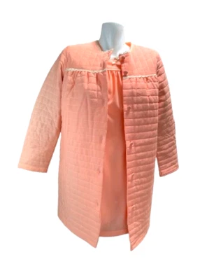 Formfit Rogers Chemise Nightgown & Jacket Set Coral Chiffon Lace Trim Size 9 - Image 1 of 4