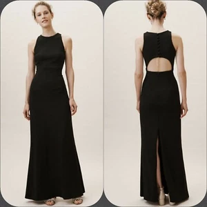 BHLDN Nira Maxi Dress Gown Crepe Size18 Black - Picture 1 of 11