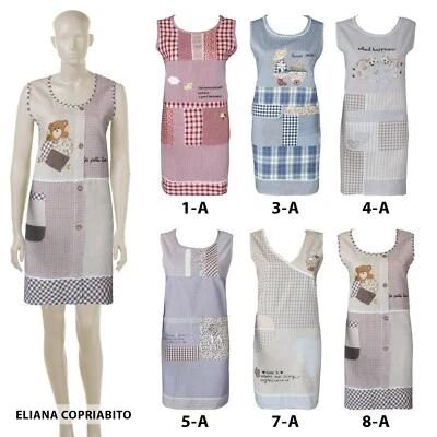 Grembiule o copri abito maestra d'asilo con tasche e applicazioni mod.ELIANA NEW