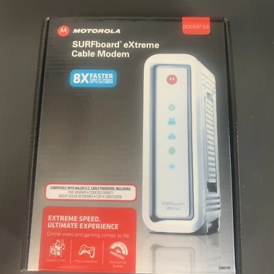 NEW Motorola ARRIS SURFboard SB6141 DOCSIS 3.0 Cable Modem – FAST SPEED – White - Image 1 of 4
