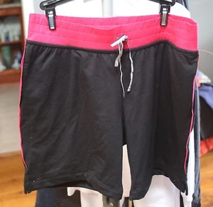 new Jan stretch workout shorts size LARGE, black/ PINK - Picture 1 of 1