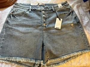 NWT Judy Blue Distressed Plus Jean Denim Cut Off Shorts Sz 3xl High Waist - Picture 1 of 13