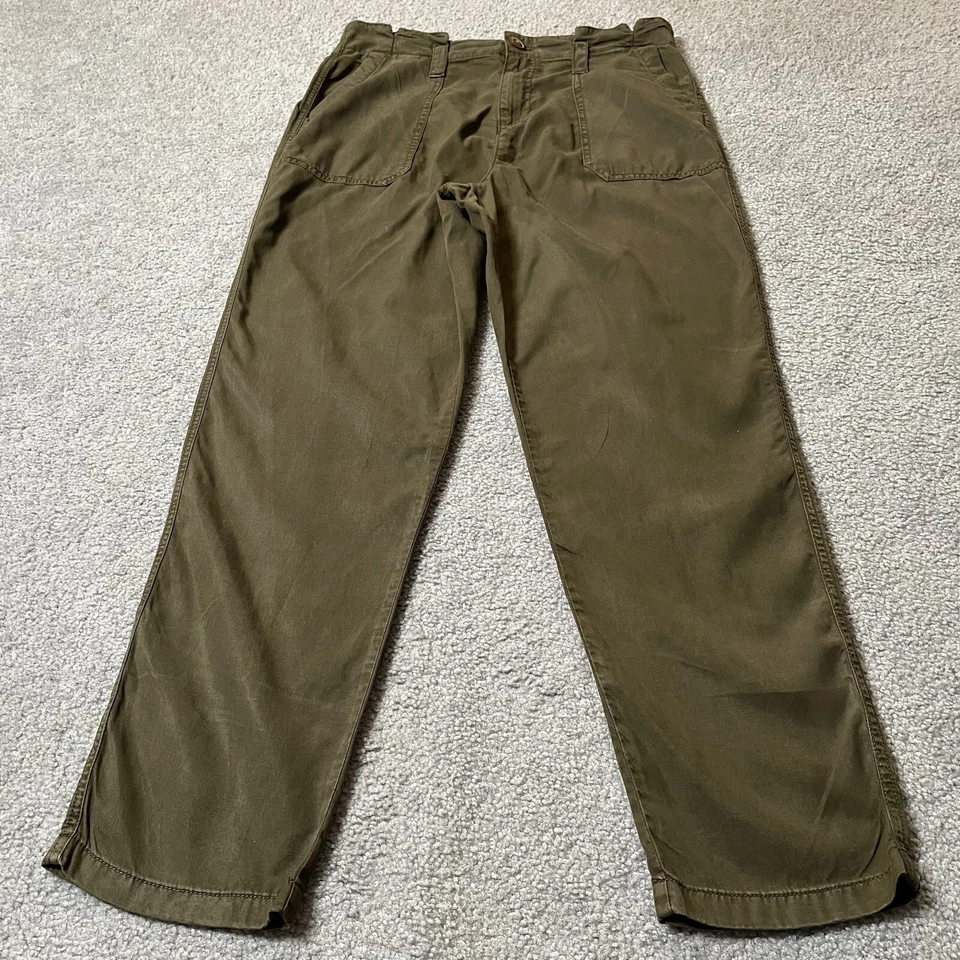 Pantalones Maurices Pierna Recta Talla 12 Verde Oliva Mezcla Tencel Bolsillos Informales Modernos Foto 1 de 4