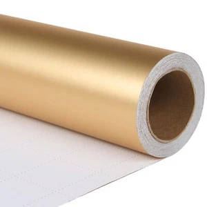 Metallic Gold Wrapping Paper Roll with Cut Lines - Solid Gold Holiday Gift Wrap - Picture 1 of 7