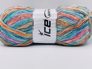 Blue Orange Grey+ Sock Varicolor 81945 Ice Yarns Superwash Wool Nylon 100g 459yd - Picture 1 of 5