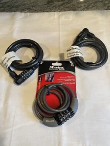 Lot Of 3 New Resettable Combination Cable Bike Locks - Picture 1 of 4