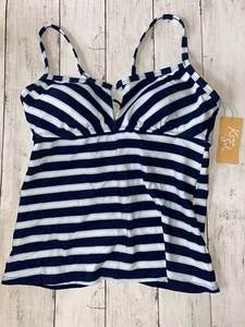 Kona Sol Tankini Damen klein marineblau weiß gestreift offener Rücken Badeoberteil Target S - Bild 1 von 7