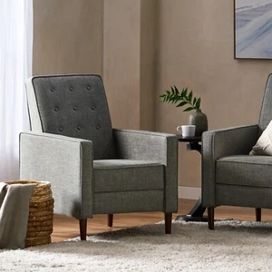 Mason Mid-Century Modern Button Tufted Fabric Recliner - Picture 1 of 123